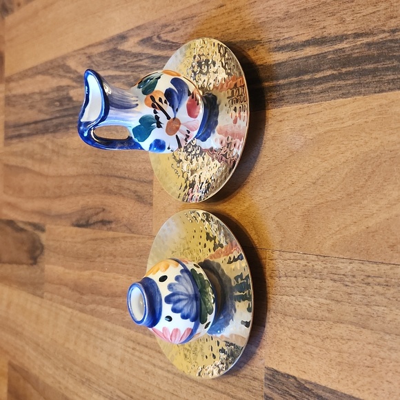 Vintage Golden Hammered Brass Round Coasters, Set of Two - Picture 11 of 12